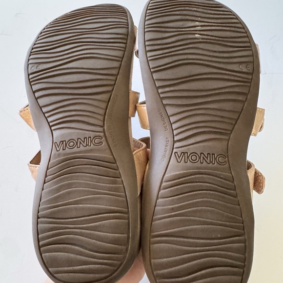 Vionic Misa Rose Gold Women's Size 8  Hook & Loop Slip On Three Strap Sandals - Picture 6 of 13